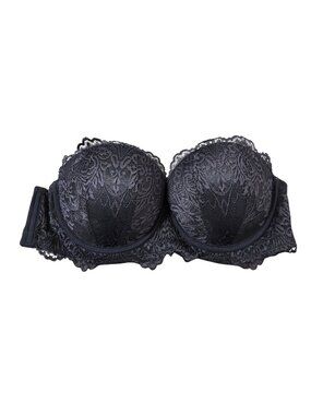 NWOT | Black Lace Strapless Convertible Bra Set Padded Underwire | 34B